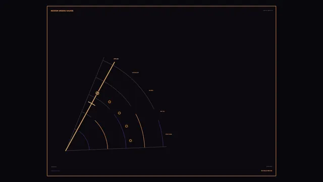 Angular wedge gauge in amber and violet lines — wedge gauge wallpaper at 3840x2160