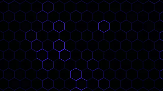 Electric blue hexagon lattice on black — hexagon wallpaper at 3840x2160