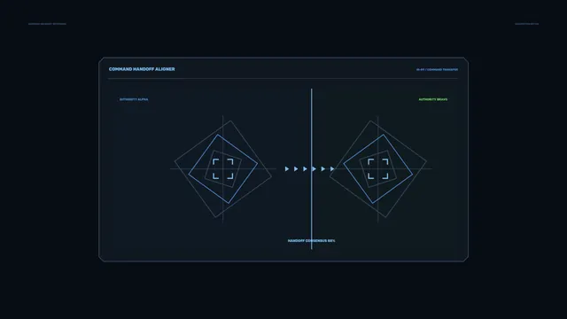 Command Handoff Aligner in Blue and Green Lines — command interface wallpaper at 3840x2160