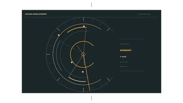 Amber orbital intercept diagram on a dark grid — orbital diagram wallpaper at 3840x2160