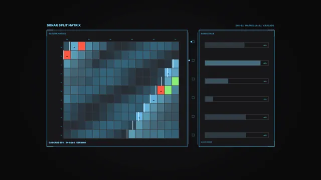 Sonar matrix interface in blue and coral light — sonar interface wallpaper at 3840x2160