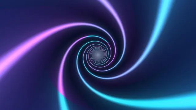 Neon spiral rings in violet and cyan space — neon spiral wallpaper at 3840x2160