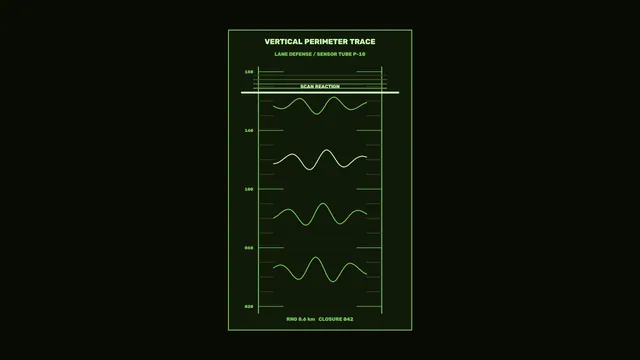Neon green perimeter trace on a dark grid — technical diagram wallpaper at 3840x2160