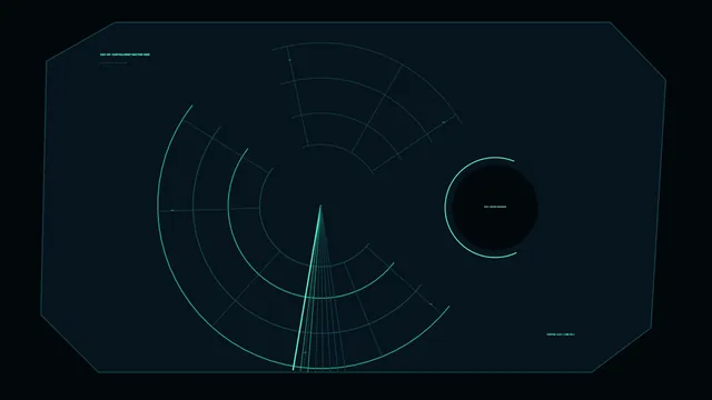 Neon radar geometry in deep blue space — radar wallpaper at 3840x2160