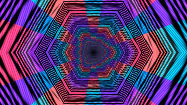 Neon hexagonal tunnel in layered geometric light — hexagonal tunnel wallpaper at 3840x2160