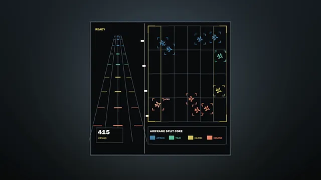 Neon air traffic diagram on a dark field — aviation diagram wallpaper at 3840x2160