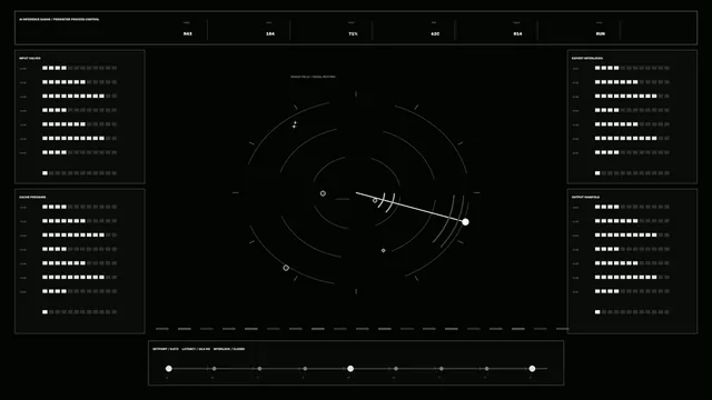 Monochrome radar control interface with signal arcs — radar interface wallpaper at 3840x2160