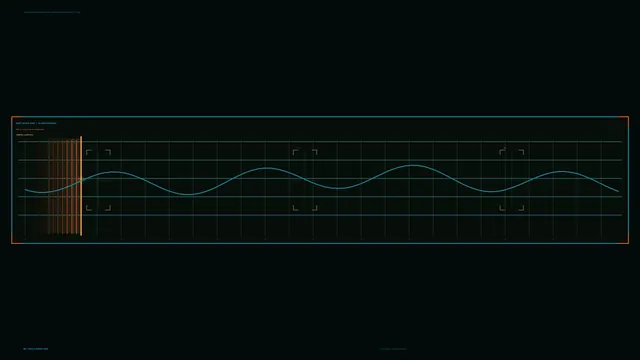 Cyan waveform on a dark technical grid — waveform wallpaper at 3840x2160