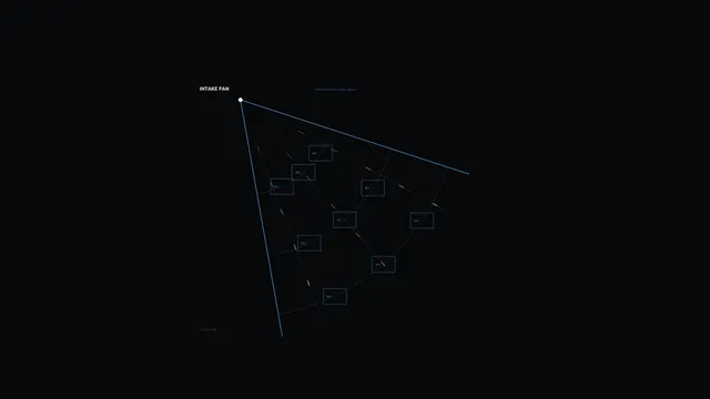 Intake fan schematic in blue linework — intake fan wallpaper at 3840x2160