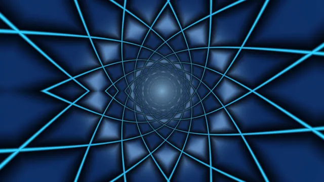 Cyan lattice spiralling into blue light — geometric wallpaper at 3840x2160