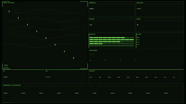 Luminous green navigation grid on black — navigation interface wallpaper at 3840x2160
