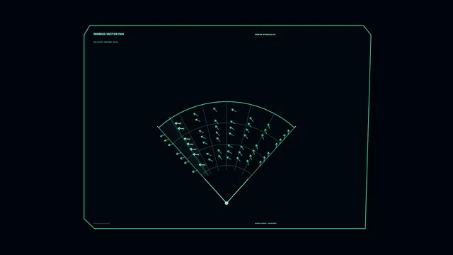 Neon Vector Fan in a Field of Negative Space — wireframe wallpaper at 3840x2160