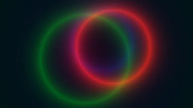Overlapping neon rings in deep blue space — neon rings wallpaper at 3840x2160