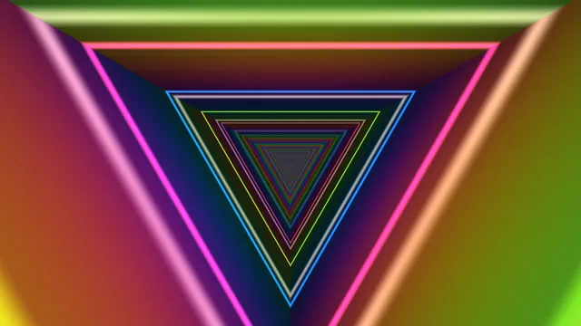 Neon triangle tunnel in layered colour — triangle tunnel wallpaper at 3840x2160