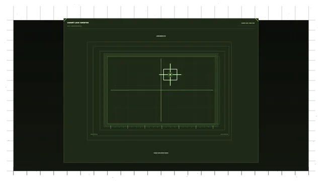 Luminous green targeting grid on a dark field — targeting grid wallpaper at 3840x2160