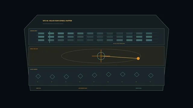 Solar farm telemetry in geometric night tones — solar farm wallpaper at 3840x2160