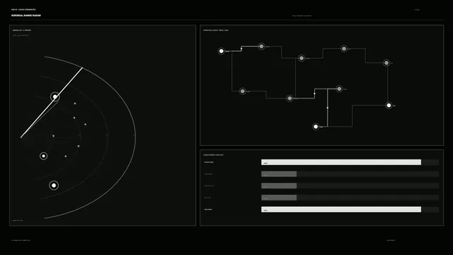 Dark radar diagram with orbital lines and nodes — radar diagram wallpaper at 3840x2160