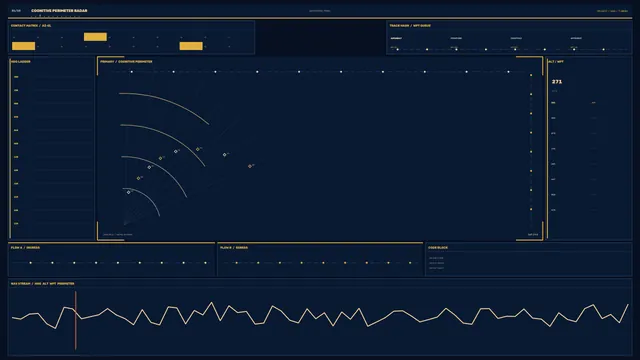 Cognitive perimeter radar in navy and gold — navy wallpaper at 3840x2160