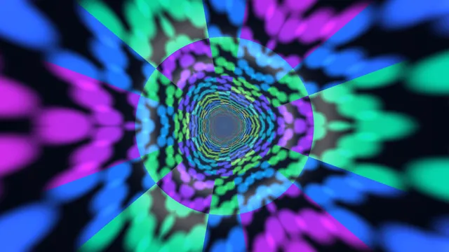 Neon radial vortex in blue, green and violet — radial vortex wallpaper at 3840x2160