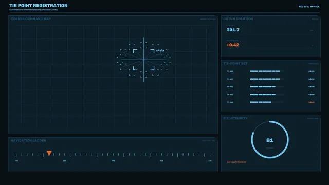 Blue Tie-Point Navigation Interface on Dark Grid — navigation interface wallpaper at 3840x2160