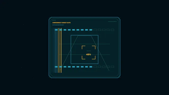 Confidence target gate in a geometric interface — interface wallpaper at 3840x2160