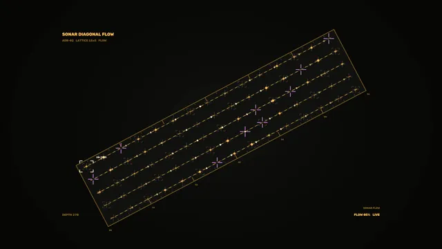 Diagonal Sonar Grid in Amber and Violet — sonar wallpaper at 3840x2160