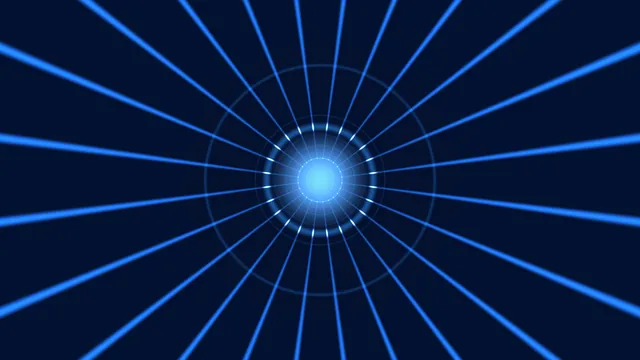 Blue radial light grid with luminous central core — blue wallpaper at 3840x2160