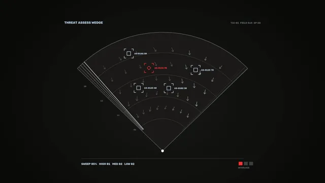 Threat assessment wedge in black and red — tactical diagram wallpaper at 3840x2160