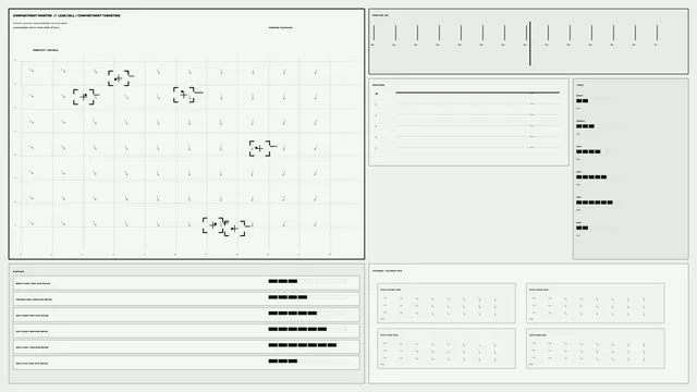 Monochrome targeting grid with measured marks — technical diagram wallpaper at 3840x2160