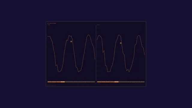 Amber waveform panels on a midnight field — waveform wallpaper at 3840x2160