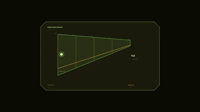 Neon runway predictor on a dark green field — data visualization wallpaper at 3840x2160
