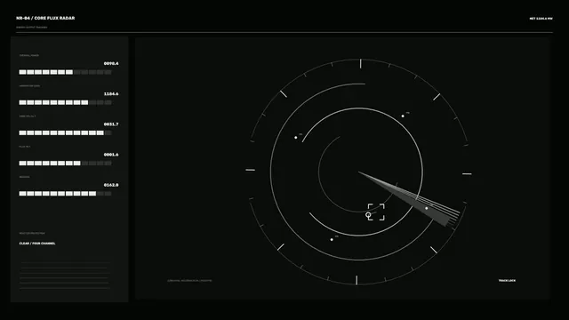 Monochrome orbital radar interface with sweep lines — radar interface wallpaper at 3840x2160