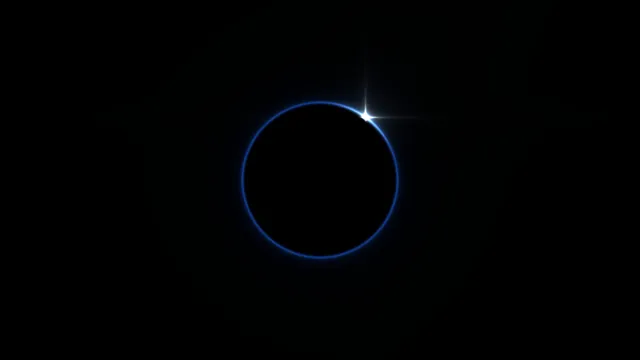 Blue eclipse ring with a single point of light — blue ring wallpaper at 3840x2160