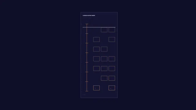 Ladder matrix diagram in navy and amber — geometric diagram wallpaper at 3840x2160