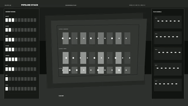 Monochrome pipeline flow control diagram — pipeline diagram wallpaper at 3840x2160