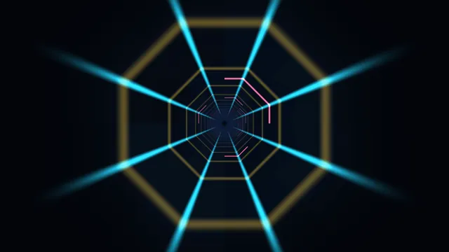 Cyan light corridor with geometric neon depth — neon corridor wallpaper at 3840x2160
