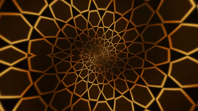Amber Polygon Spiral on a Dark Ground — polygon spiral wallpaper at 3840x2160