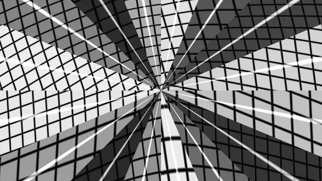 Monochrome Grid Radiating into Geometric Space — abstract geometry wallpaper at 3840x2160