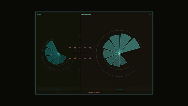 Twin radial signal diagrams in teal and coral — radial diagram wallpaper at 3840x2160
