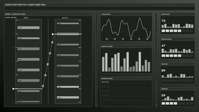 Monochrome data flow dashboard with trace graphs — data dashboard wallpaper at 3840x2160