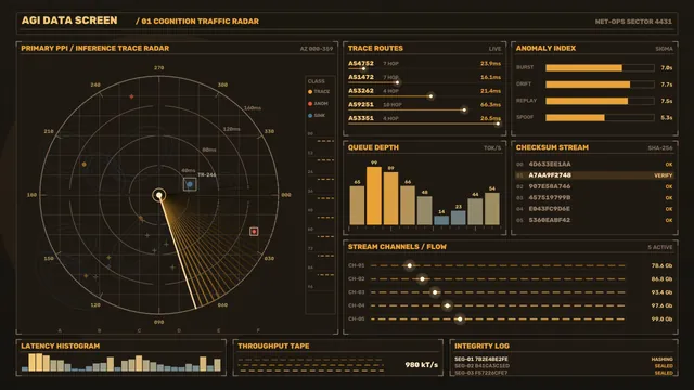 Amber Cognition Traffic Radar Interface — data interface wallpaper at 3840x2160