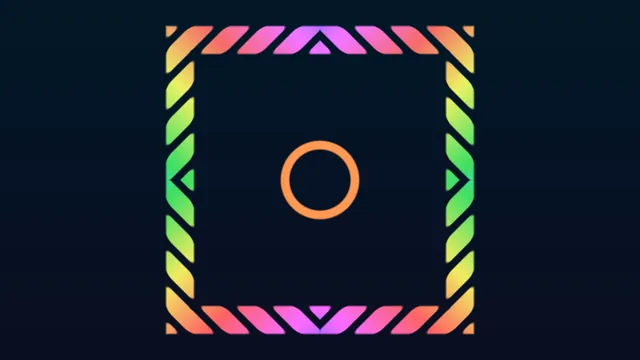 Neon geometric border with a central ring — geometric border wallpaper at 3840x2160