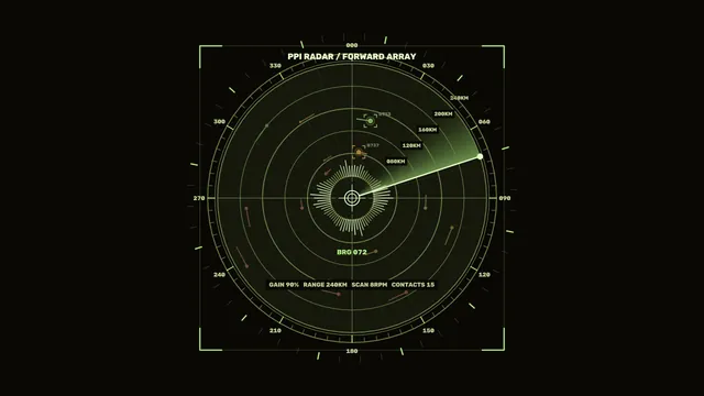 Green radar array on a field of black — radar wallpaper at 3840x2160