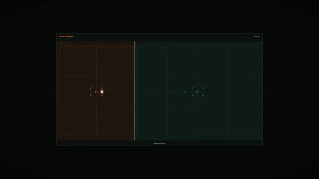 Split-grid interface in amber and teal light — interface wallpaper at 3840x2160