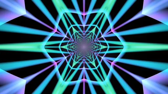 Neon tunnel of cyan and violet geometry — neon tunnel wallpaper at 3840x2160