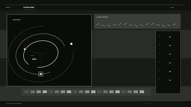 Orbital data dashboard in charcoal and white — orbital diagram wallpaper at 3840x2160