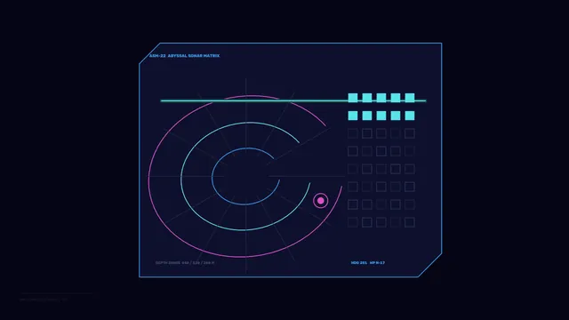 Neon sonar matrix with concentric depth rings — sonar wallpaper at 3840x2160