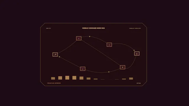 Mobile command node network in amber lines — network diagram wallpaper at 3840x2160