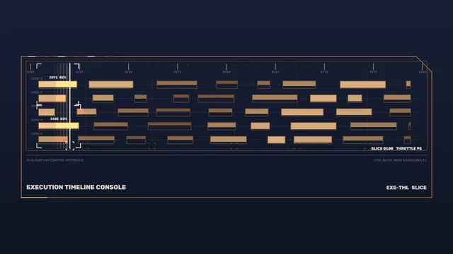 Amber Execution Timeline on a Midnight Grid — execution timeline wallpaper at 3840x2160