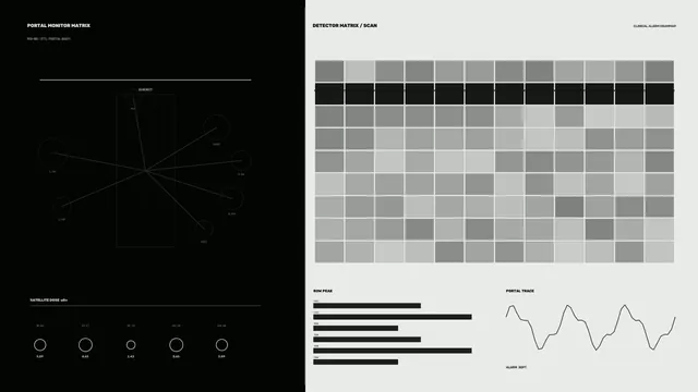 Monochrome clinical matrix and portal diagram — clinical interface wallpaper at 3840x2160